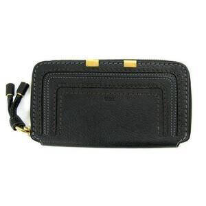 Chloe MARCIE Round Long Wallet Black Calfskin Leather